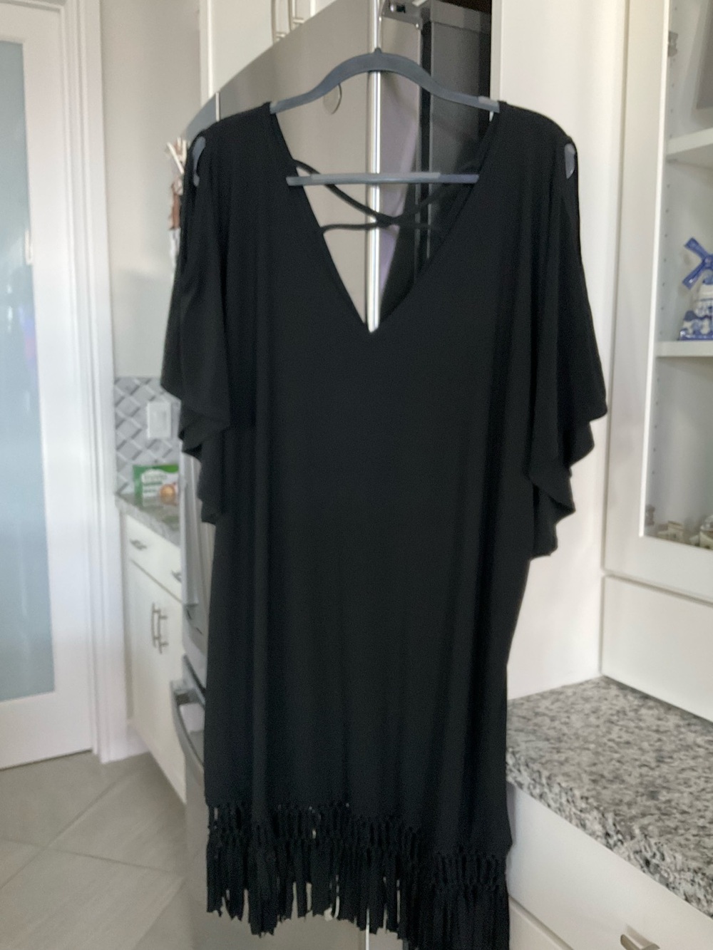 Dotti Black Sleeveless V-Neck swim cover up